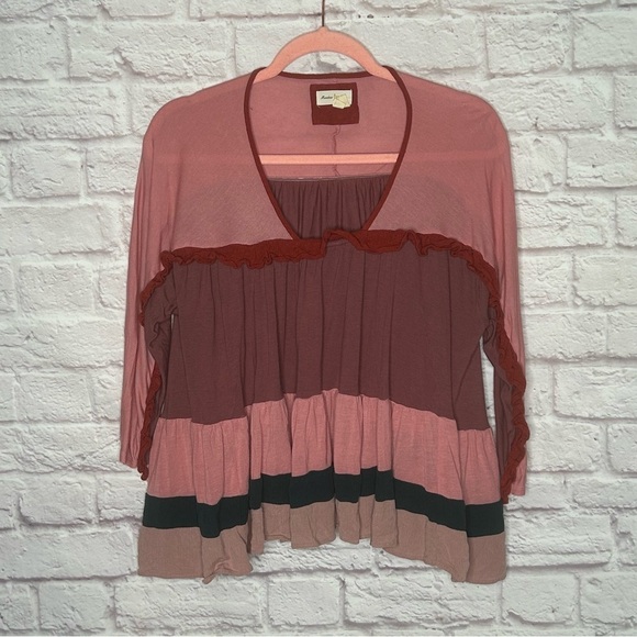 Anthropologie Meadow Rue Color Block Ruffle Top - Picture 6 of 15